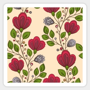 Spring Pattern with Vintage Floral Motifs Sticker